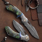 Feather Pattern Damascus Steel Folding Knife-Navigator