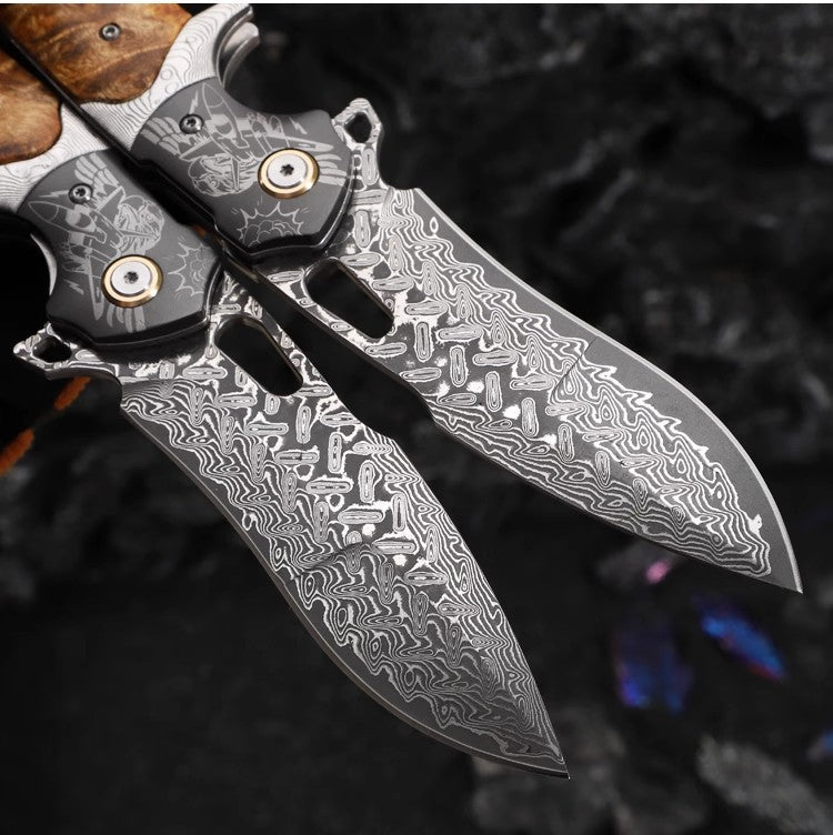 Damascus Steel Knife Outdoor Folding Knife- Flying Eagle