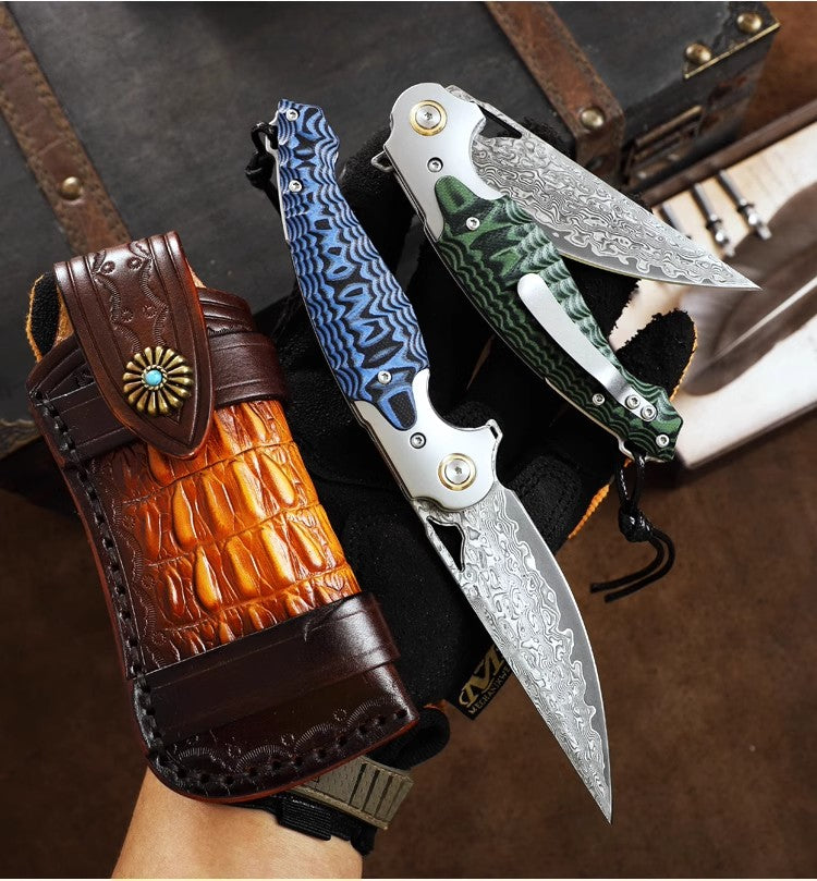 Folding Knife | Damascus Steel | Flying Fish