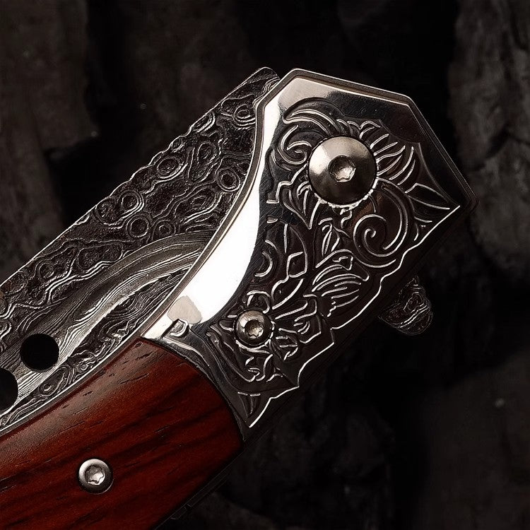 Folding Knife | Damascus Steel | Outdoor Camping | Meilong