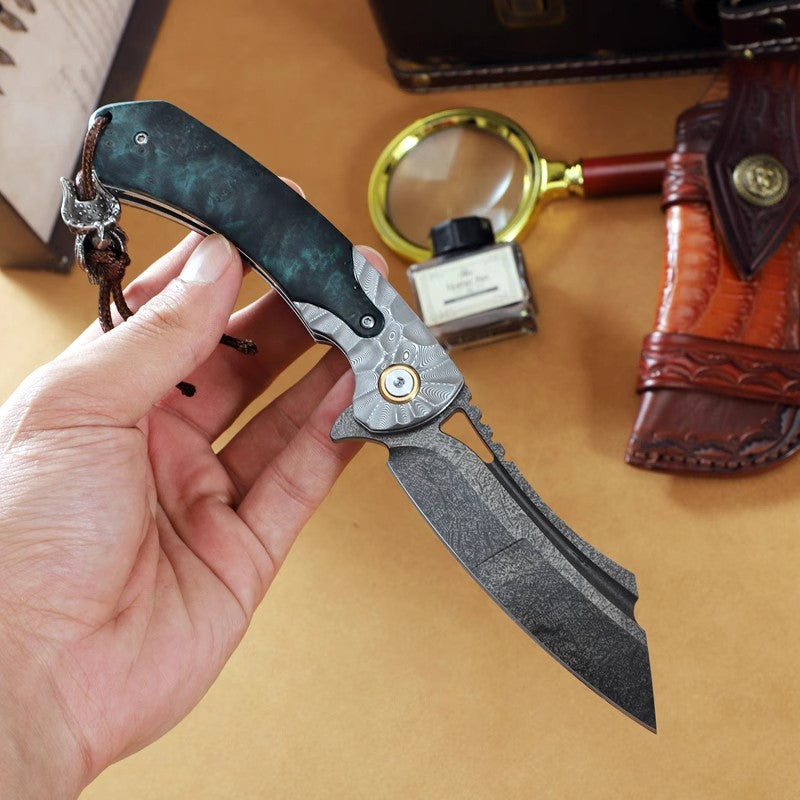 Forged Wootz Damascus Steel Folding Knife-Pirates of the Caribbean