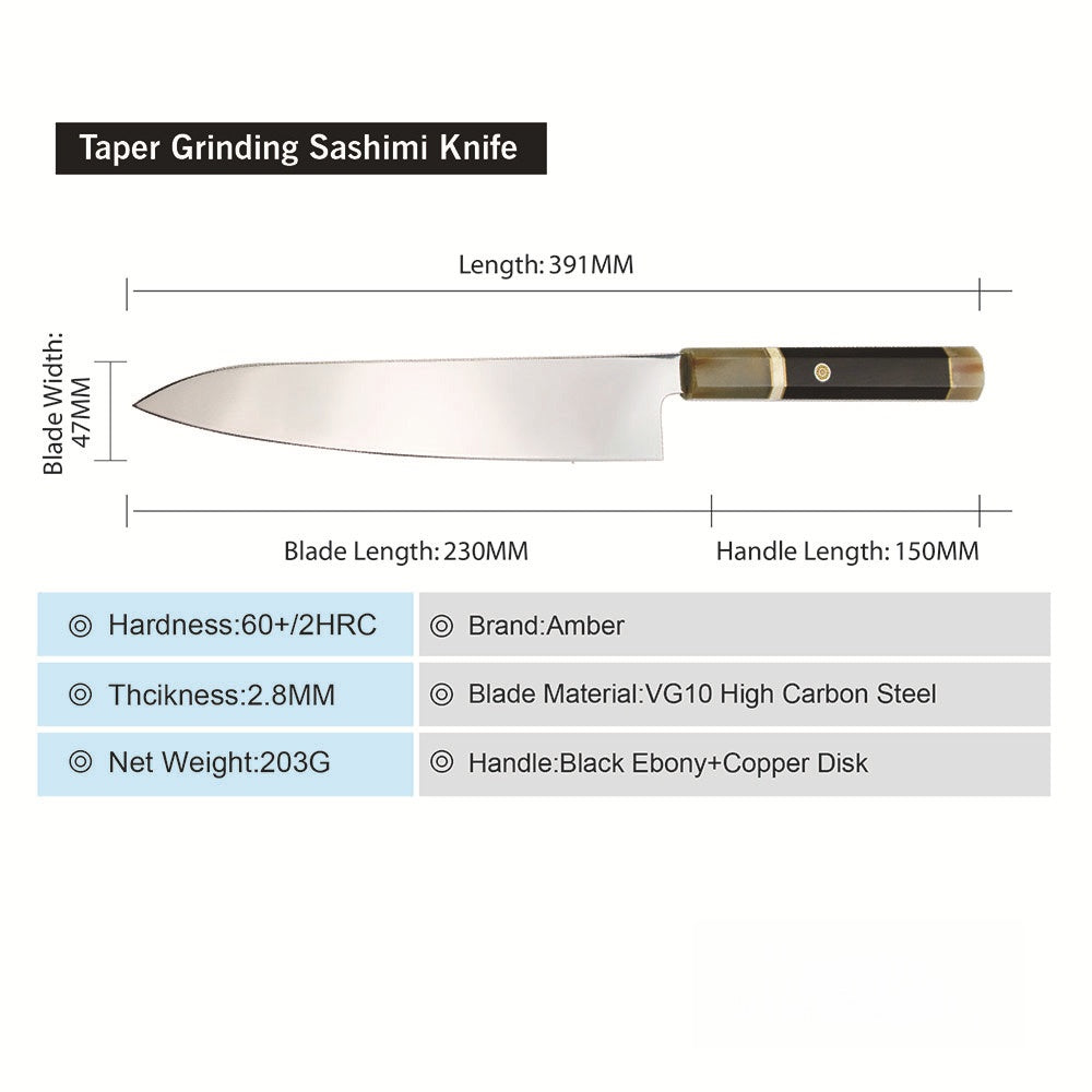 VG10 Chef's Knife | Mirror Finish | Double Horn Handle | Japanese Kiritsuke Knife
