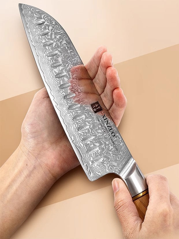 73 Layer Damascus Steel Knife Set with Olive Wood Handle