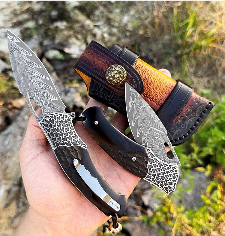 Folding Knife | Damascus Steel | Hand Forged | Desert Eagle