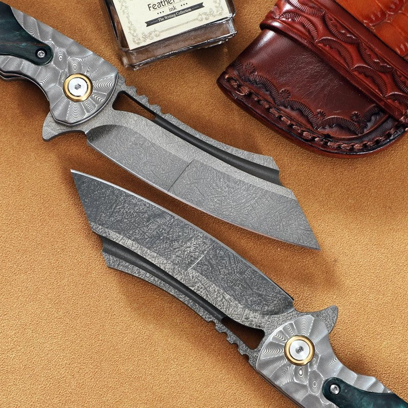 Forged Wootz Damascus Steel Folding Knife-Pirates of the Caribbean