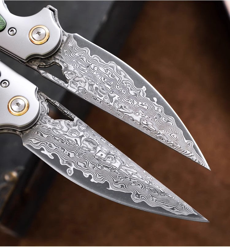 Folding Knife | Damascus Steel | Flying Fish