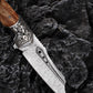 Damascus Steel Forged Folding Knife-The Submissive Dragon