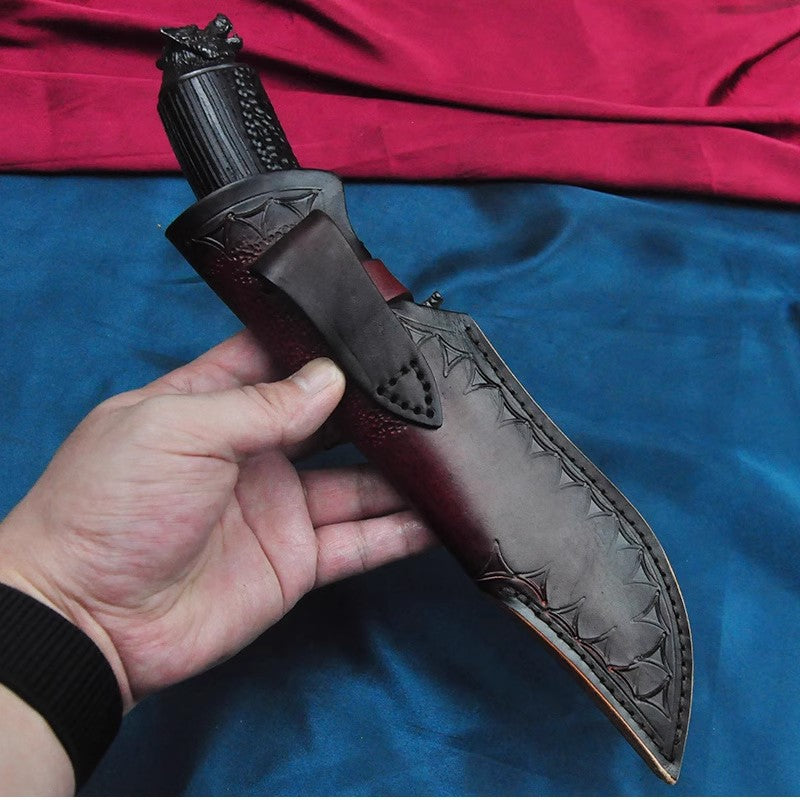 Outdoor Knife | Damascus Steel | Gray Wolf