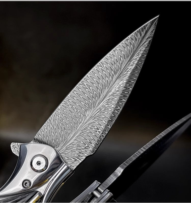 Feather Pattern | Forged Folding Knife | Hunting Knife