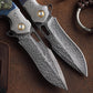 Feather Pattern Damascus Steel Folding Knife-Navigator