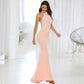 Halter Neck Floor-Length Lace Bridesmaid Dress