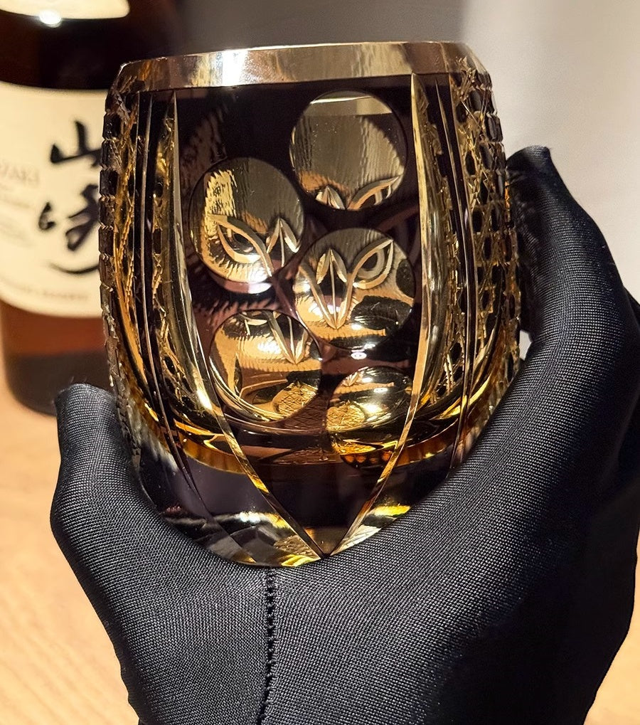 Edo Kiriko Owl Whiskey Glass-Limited Goglasscup