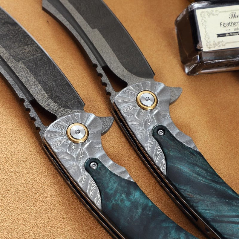 Forged Wootz Damascus Steel Folding Knife-Pirates of the Caribbean