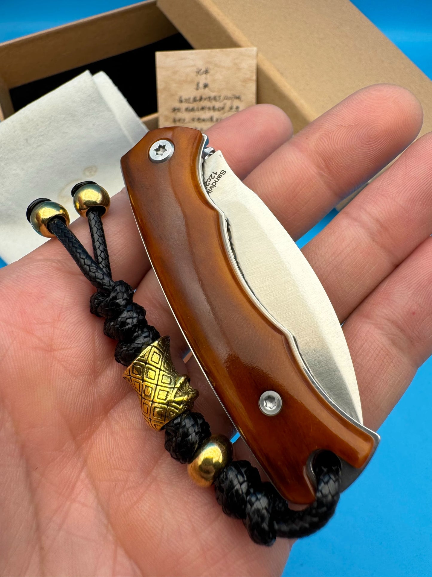 Folding Knife | Ox Bone Handle | Red Fox