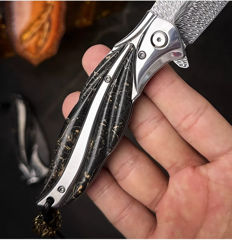 Feather Pattern | Forged Folding Knife | Hunting Knife