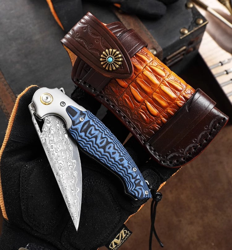 Folding Knife | Damascus Steel | Flying Fish