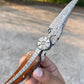 Damascus Steel Feather Pattern Folding Knife High Hardness