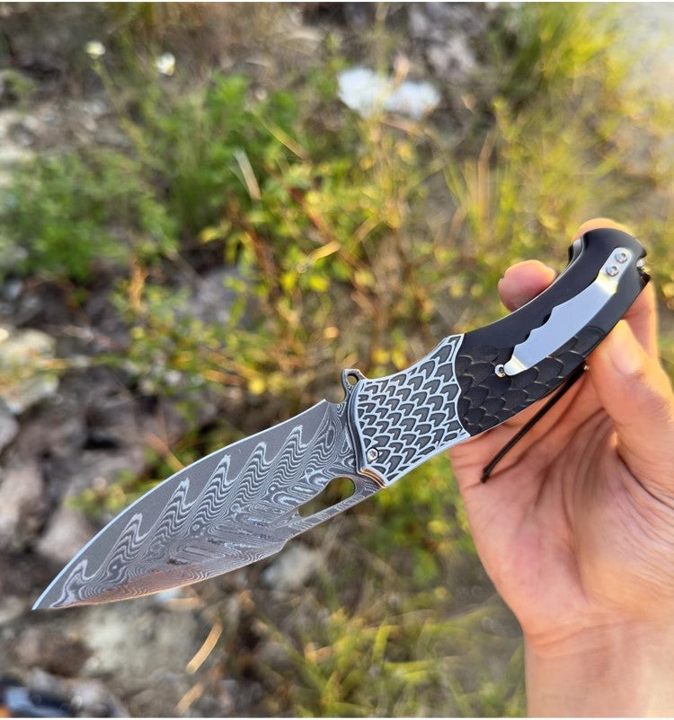 Folding Knife | Damascus Steel | Hand Forged | Desert Eagle