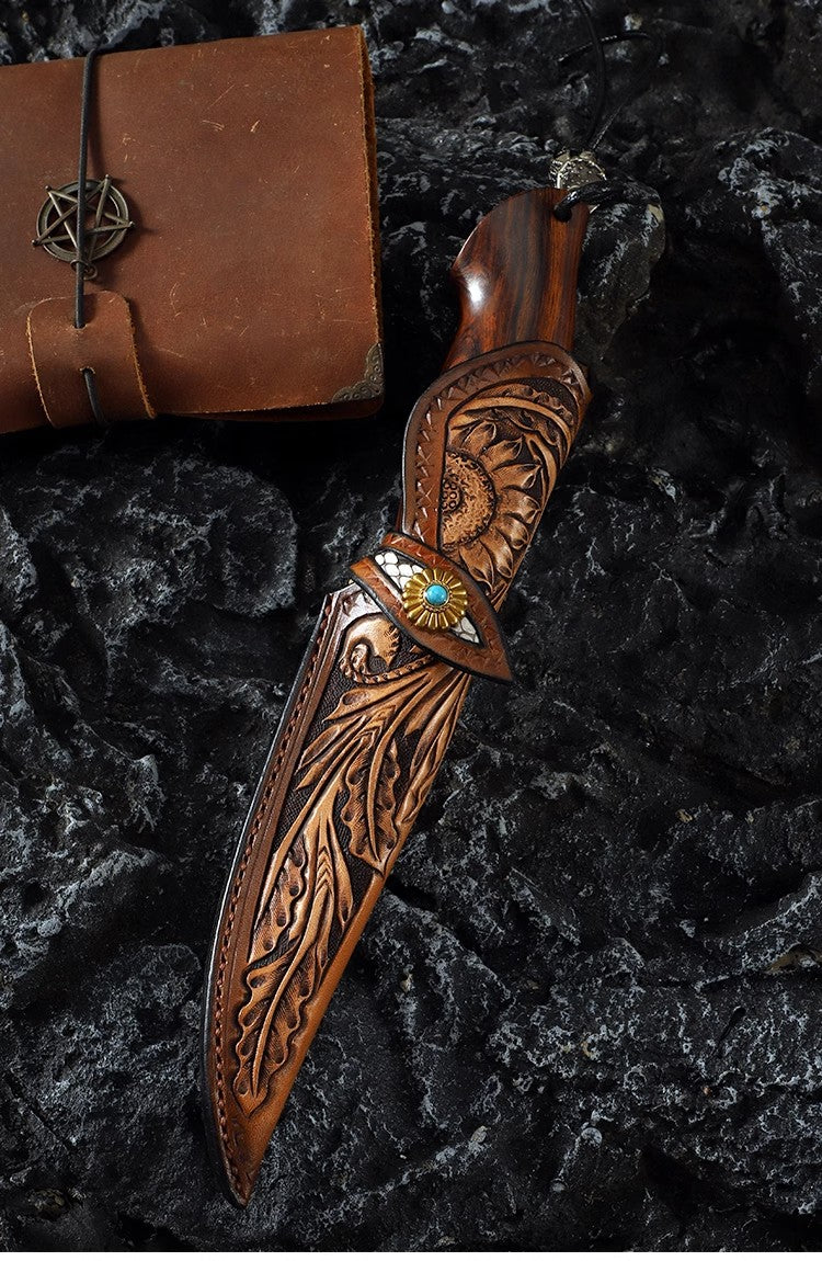 Swedish Powder Damascus Steel Outdoor Survival Knife | Divine Art