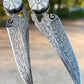 Damascus Steel Feather Pattern Folding Knife High Hardness