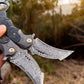 Damascus Steel Folding Knife -Violent Forest
