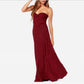 A-line One Shoulder V-Neck Halter Floor-Length Mesh Bridesmaid Dress
