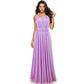 A-line One Shoulder V-Neck Halter Floor-Length Mesh Bridesmaid Dress