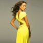 A-line One Shoulder V-Neck Halter Floor-Length Mesh Bridesmaid Dress