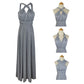 A-line One Shoulder V-Neck Halter Floor-Length Mesh Bridesmaid Dress