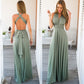 A-line One Shoulder V-Neck Halter Floor-Length Mesh Bridesmaid Dress