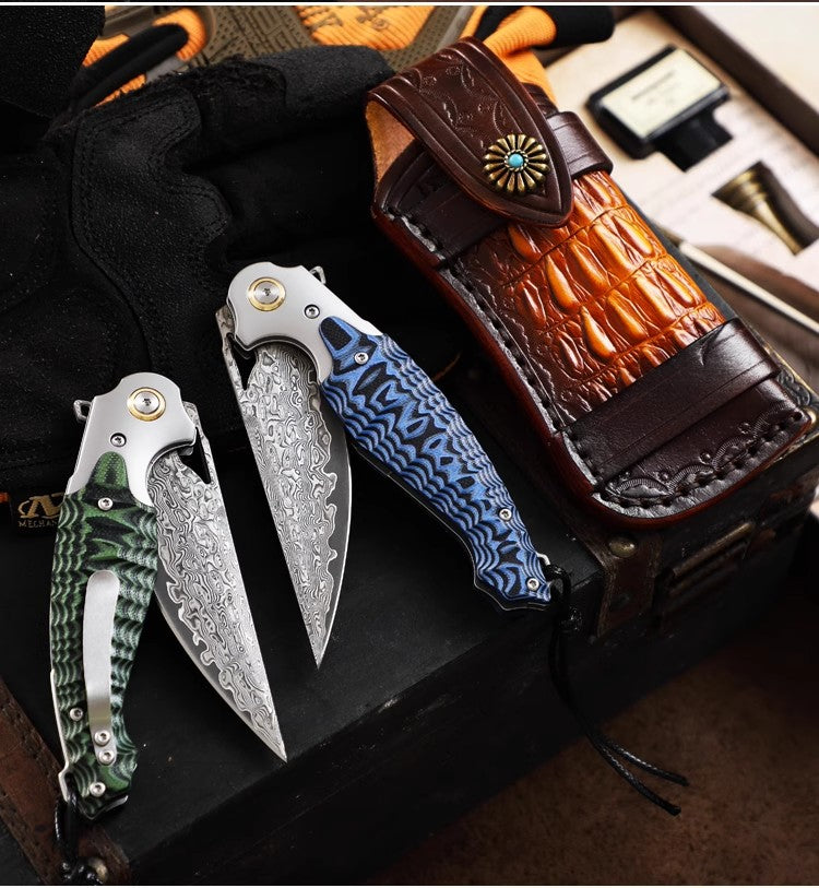 Folding Knife | Damascus Steel | Flying Fish