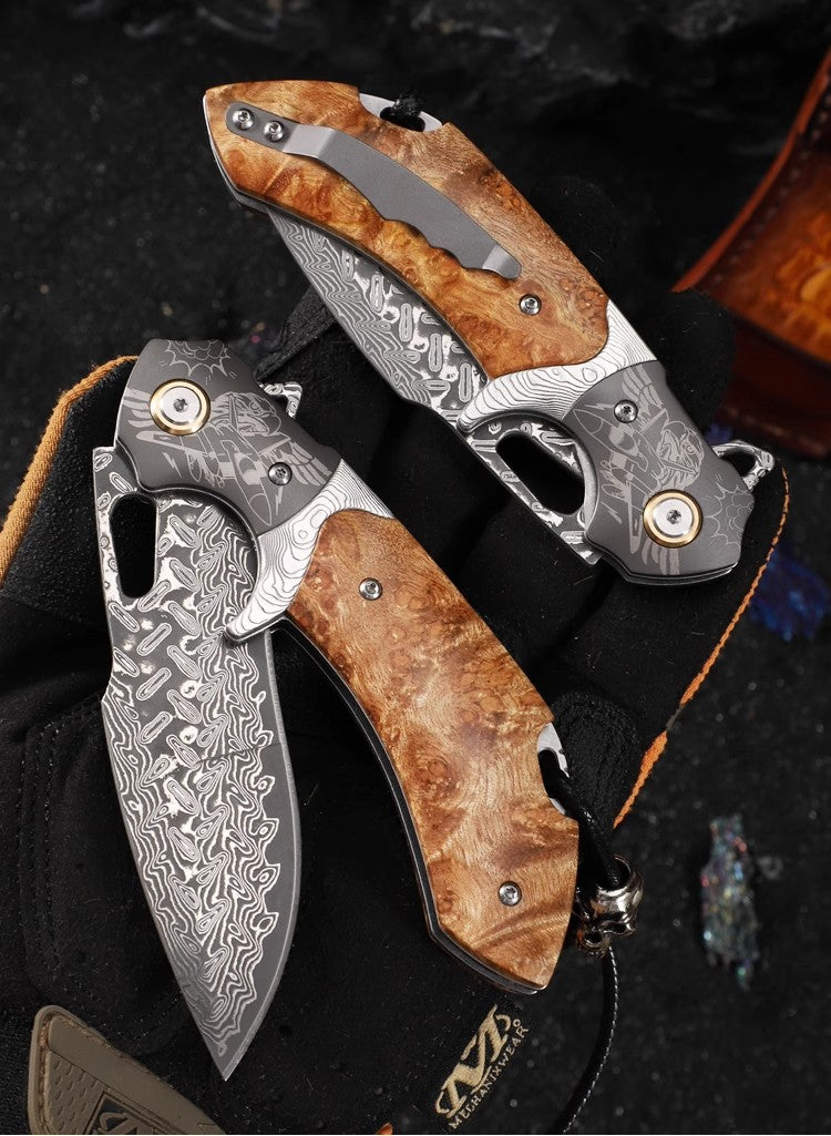 Damascus Steel Knife Outdoor Folding Knife- Flying Eagle