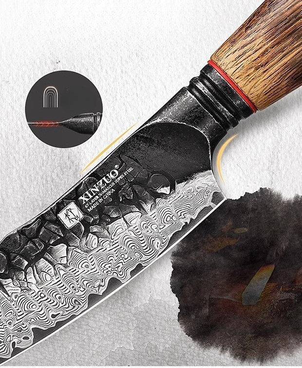 Damascus Steel Utility Knife- Ink Hammer Series