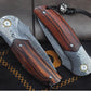 Folding Knife | Forged Feather Pattern | Black Tortoise