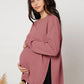 MaterniWear Maternity Drop Shoulder Slit Hem, Slit Hem Tee