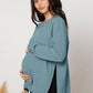 MaterniWear Maternity Drop Shoulder Slit Hem, Slit Hem Tee