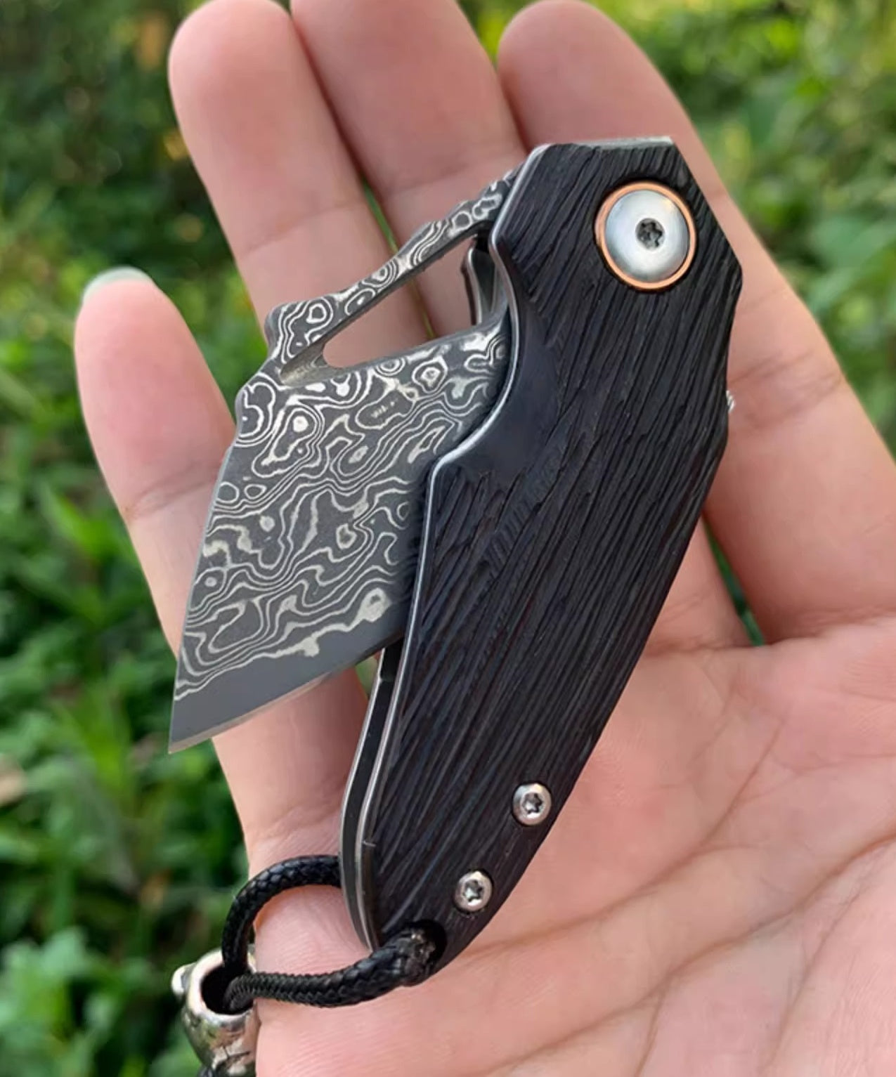 Pocket Knife | Damascus Steel | Red Panda