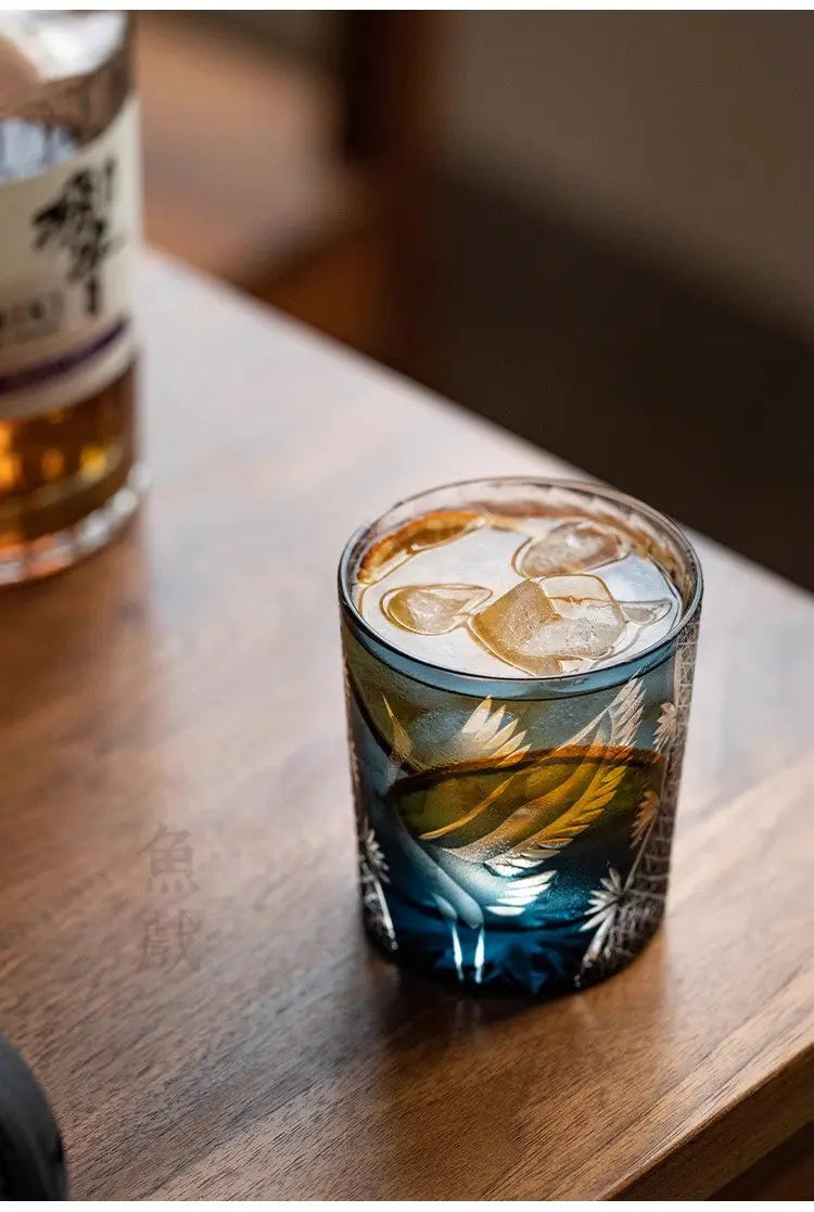 KAGAMI Edo Kiriko Whiskey Glass Crane