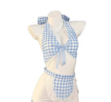 Blue Plaid Maid Cosplay Uniform