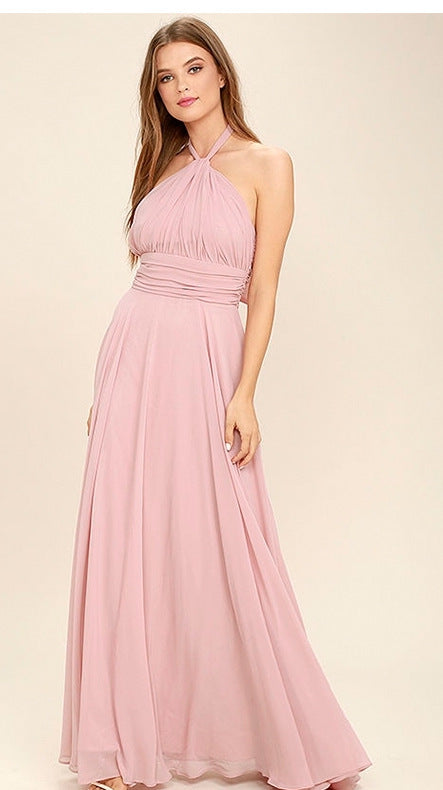A-line Scoop Floor-Length Chiffon Bridesmaid Dress With Pleated