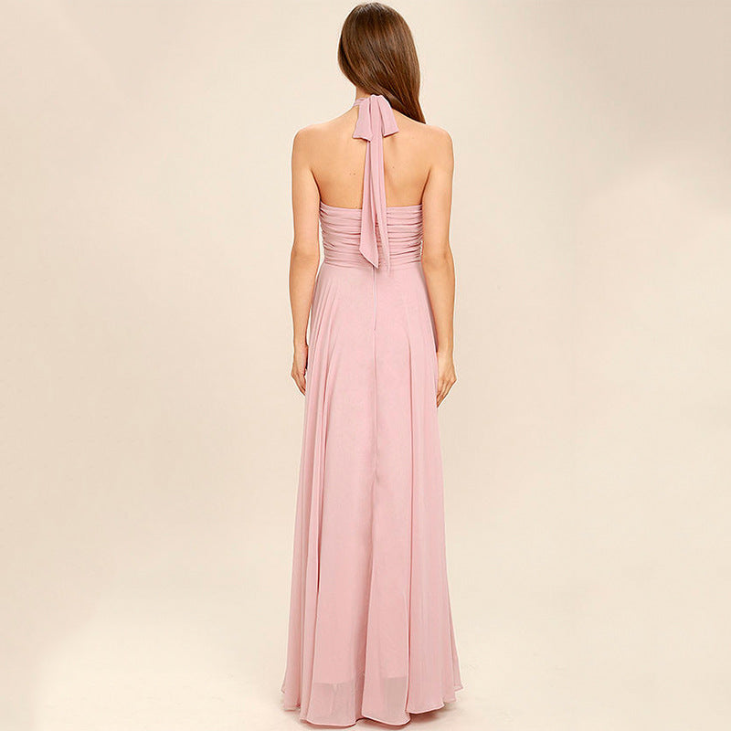 A-line Scoop Floor-Length Chiffon Bridesmaid Dress With Pleated