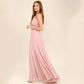 A-line Scoop Floor-Length Chiffon Bridesmaid Dress With Pleated