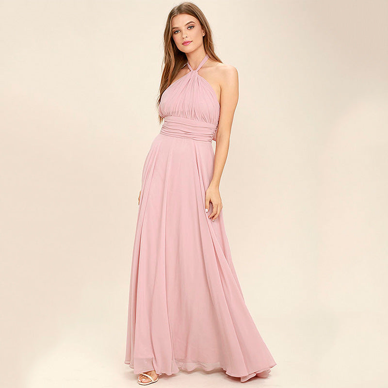 A-line Scoop Floor-Length Chiffon Bridesmaid Dress With Pleated