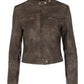 Vintage Brown Cropped PU Jacket