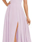 A-line Square Floor-Length Chiffon Bridesmaid Dress With Bow