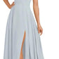 A-line Square Floor-Length Chiffon Bridesmaid Dress With Bow