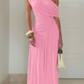 Asymmetric One-Shoulder Pleated Maxi Dress