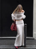 One-Shoulder Sweater & Fishtail Skirt Two-Piece Set