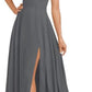 A-line Square Floor-Length Chiffon Bridesmaid Dress With Bow