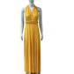 A-line One Shoulder V-Neck Halter Floor-Length Mesh Bridesmaid Dress